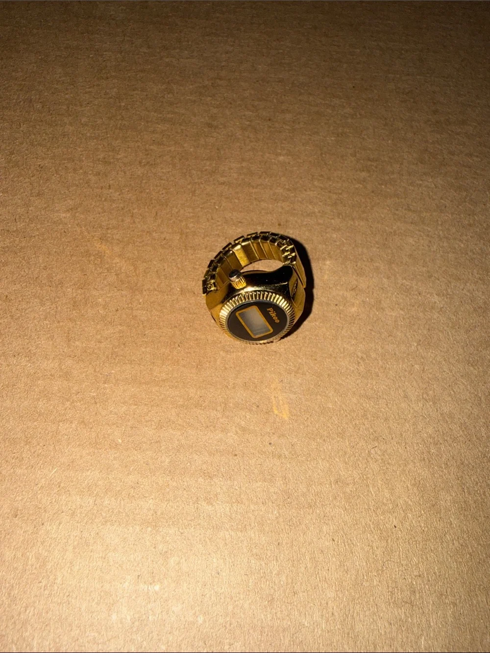 Piko 1988 Gold-tone Digital Ring Watch with Black Display